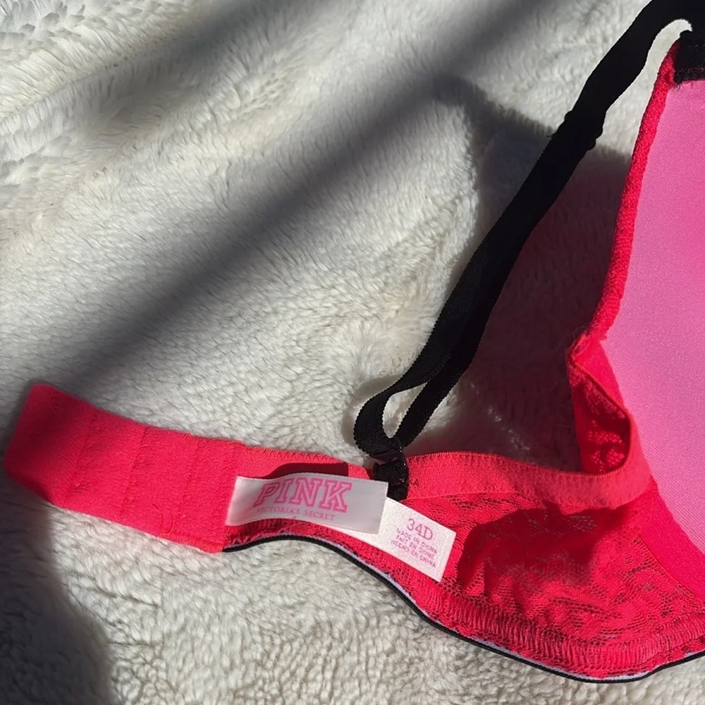Pink Victoria’s Secret 34D Push Up Neon Pink Bra - Picture 7 of 7